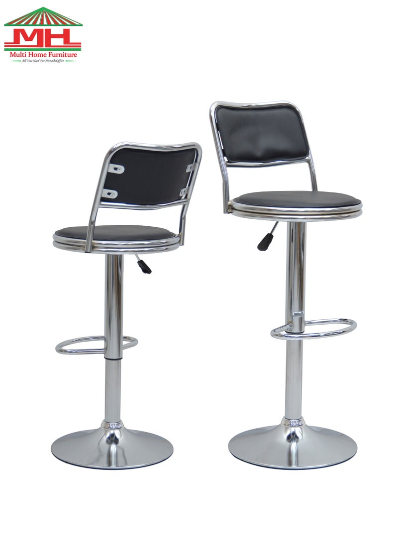 Multi Home Furniture Barstool Chair PU Leather And Stainless Steel Base Adjustable Bar Stool Height 360° Swivel-213-BLACK  - Image 1