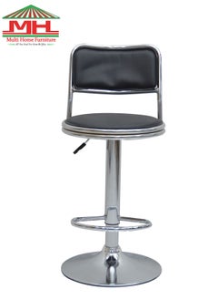 Multi Home Furniture Barstool Chair PU Leather And Stainless Steel Base Adjustable Bar Stool Height 360° Swivel-213-BLACK  - Image 2