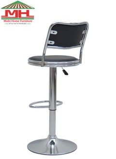 Multi Home Furniture Barstool Chair PU Leather And Stainless Steel Base Adjustable Bar Stool Height 360° Swivel-213-BLACK  - Image 4