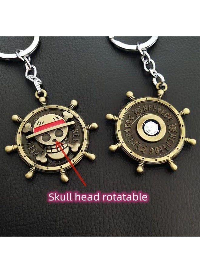 Bkinpid Anime Luffy Keychain One Piece Keychain Pirate Skull Key Chain Rotatable Keyring - Image 2