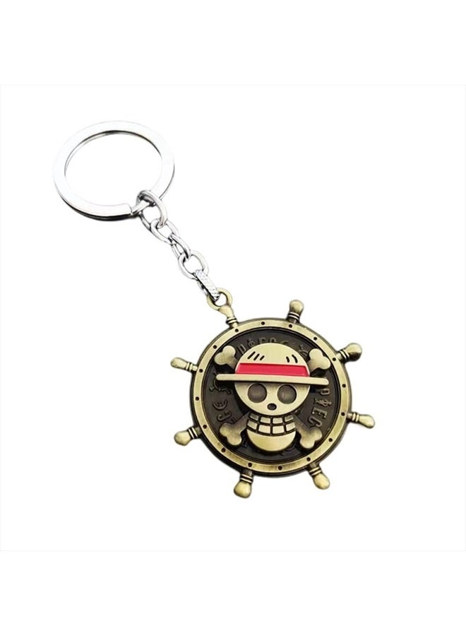 Bkinpid Anime Luffy Keychain One Piece Keychain Pirate Skull Key Chain Rotatable Keyring - Image 1