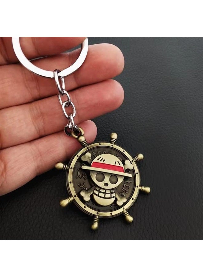 Bkinpid Anime Luffy Keychain One Piece Keychain Pirate Skull Key Chain Rotatable Keyring - Image 3