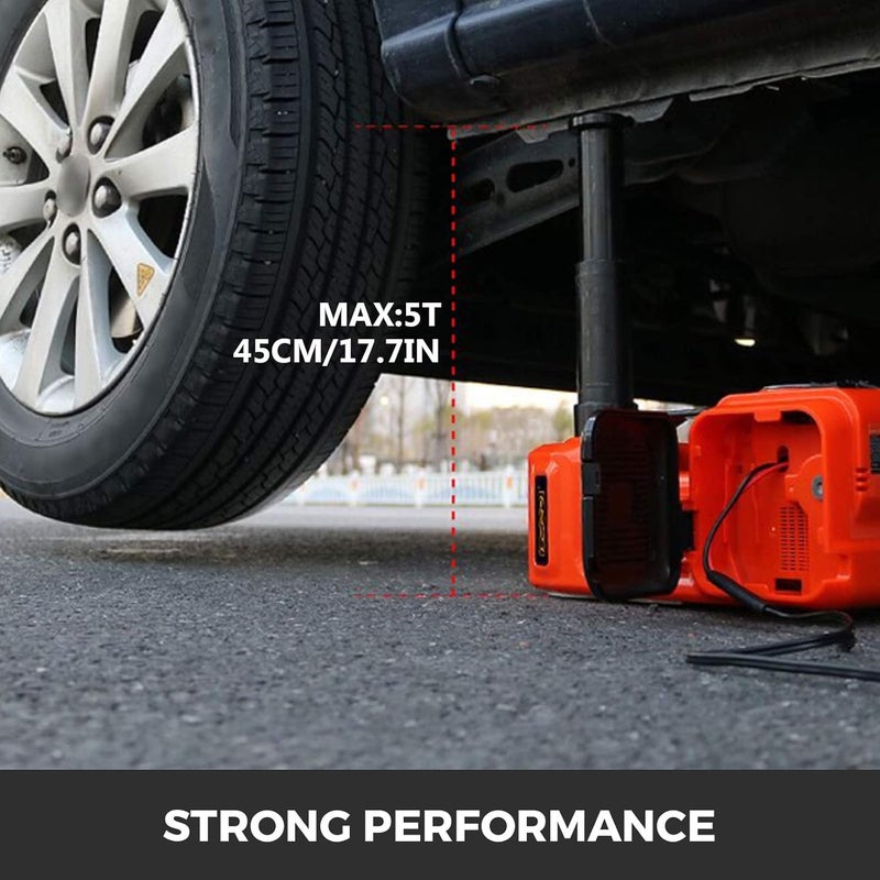 VEVOR Electric Scissor Jack 5T 12V DC with Electric Impact Wrench, All in One Electric Car Jack 11023lb, with LED Flashlight for Vehicle Repairing and Tire Replacing Portable Tool Case - Image 3