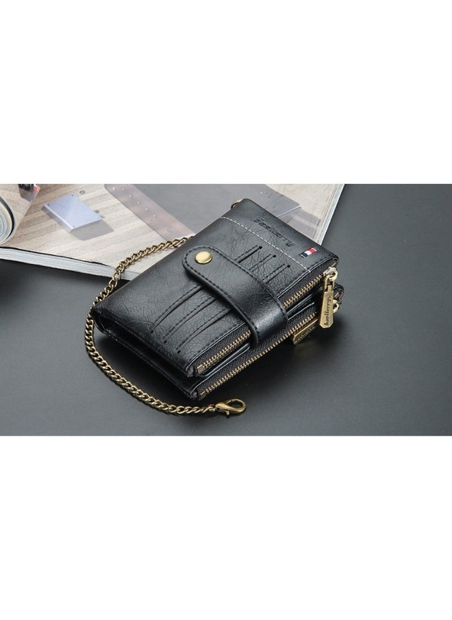 baellerry Men's Wallet Eu-America Double Zipper Buckle Coin Wallet Vertical Retro Zipper Wallet  - Image 2