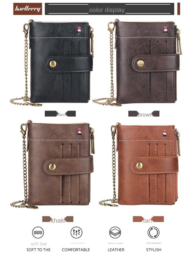 baellerry - Men's Wallet Eu-America Double Zipper Buckle Coin Wallet Vertical Retro Zipper Wallet - Image 1