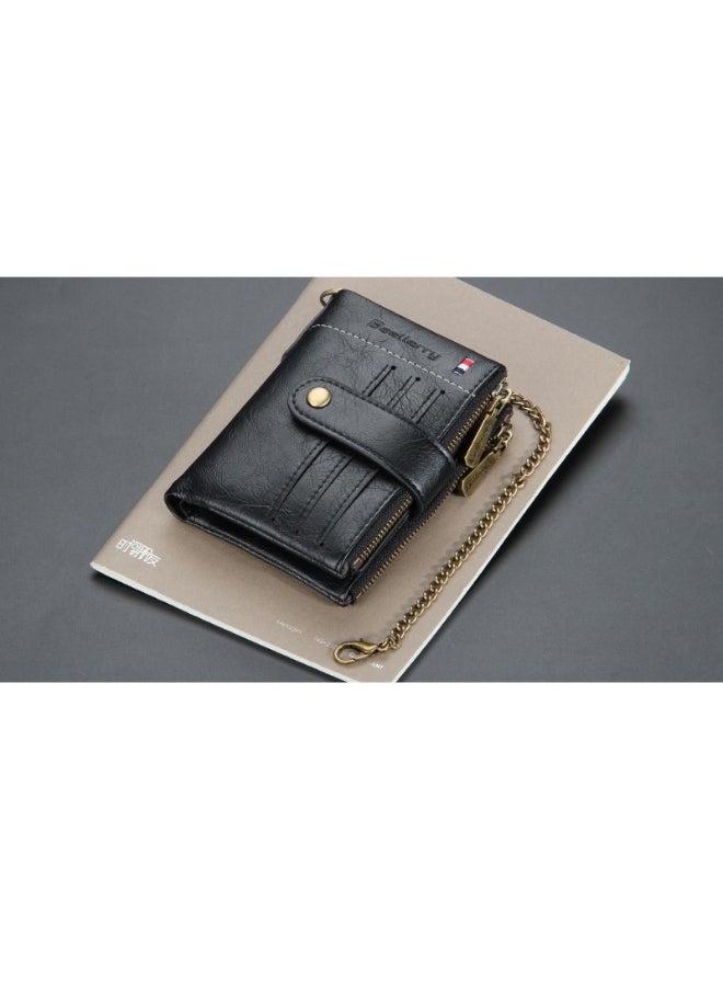 baellerry Men's Wallet Eu-America Double Zipper Buckle Coin Wallet Vertical Retro Zipper Wallet  - Image 3