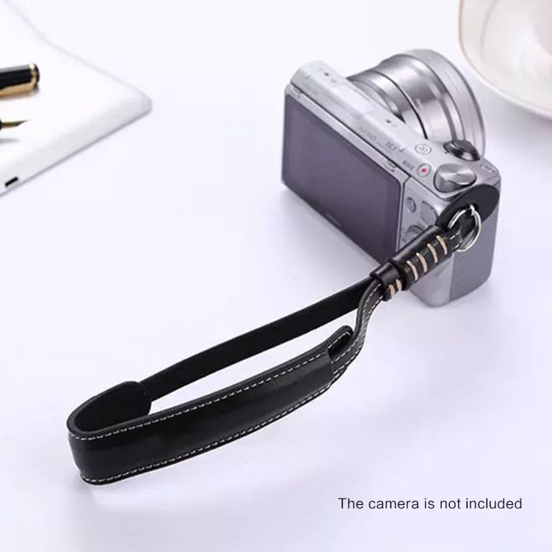 Camera Strap: Black PU Leather - Secure Grip Durable Design Wrist Strap for Photographers Outdoor Indoor Shooting - Image 4