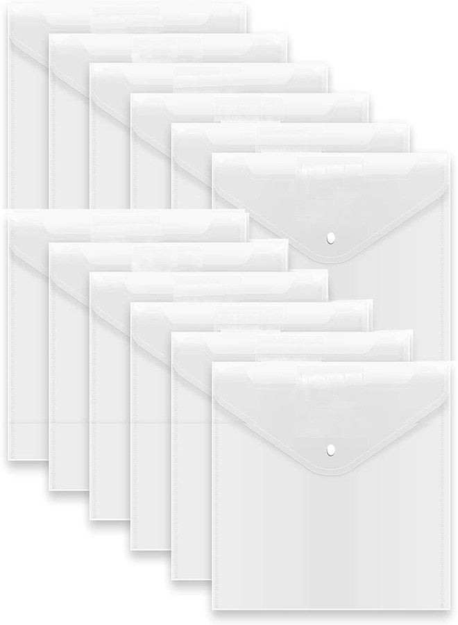 GreatDio® (15 Set Qty) A4 Document File Bag,Transparent Envelope Holder Storage Case, Organizer, Clear Plastic Container for Papers, Stationery - Image 1