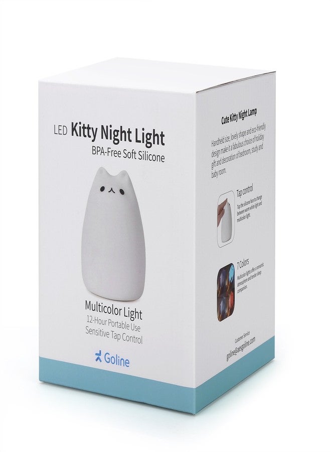 GoLine Tap Control , Naughty Cat : GoLine Cute Kitty LED Children Night Light, Multicolor Silicone Soft Baby Nursery Lamp, Sensitive Tap Control, Warm White & 7-Color Breathing Dual Light Modes, 12-hour Portable Usage.(NL005) - Image 5