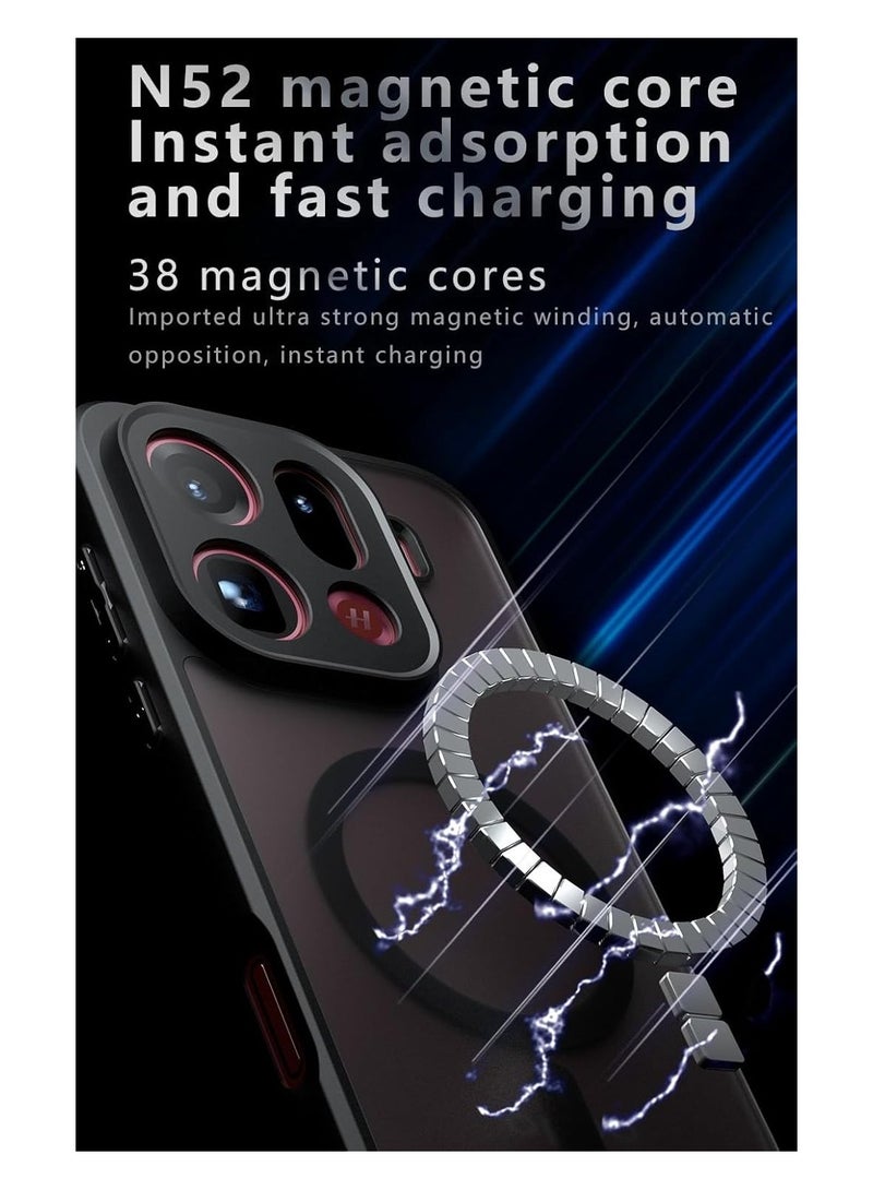 general OPPO Find X9 Pro Magnetic Case, 【Wireless Charging Compatible】 Matte Semi-Transparent Black Case Resists Yellowing Airbag Protection PC+TPU Shock-Absorbing Cover - Image 2