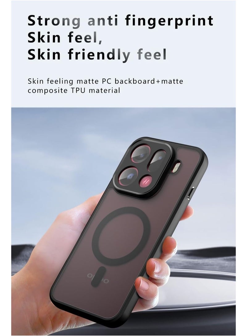 general OPPO Find X9 Pro Magnetic Case, 【Wireless Charging Compatible】 Matte Semi-Transparent Black Case Resists Yellowing Airbag Protection PC+TPU Shock-Absorbing Cover - Image 3