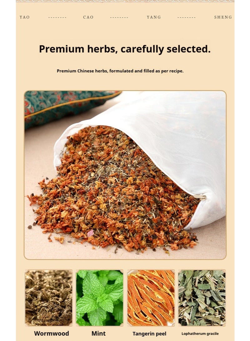 Mugwort Seed Chinese Medicine Pillow, Hair Care Pillow, Sleep Aid Neck Pillow, Cervical Pillow, Brocade Flower Pillow - Image 2