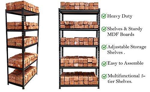 NAVRANG NAVRANG 72 x 36 x 155 Shelf Wooden and Steel Boltless Heavy Duty Multipurpose Stands Rack 72 H 36 W 15 D 5 Layer  - Image 4