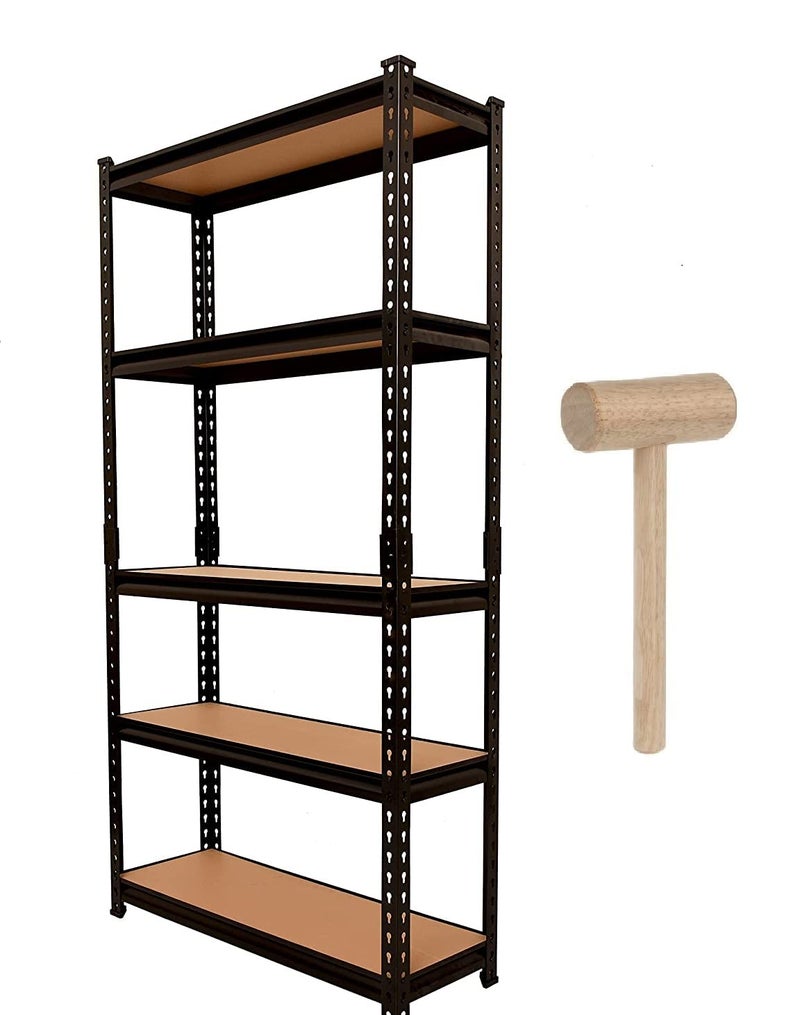 NAVRANG NAVRANG 72 x 36 x 155 Shelf Wooden and Steel Boltless Heavy Duty Multipurpose Stands Rack 72 H 36 W 15 D 5 Layer  - Image 1