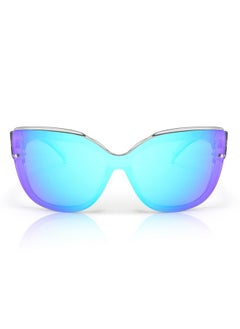 FEISEDY Cat Eye Sunglasses Polarized For Women Men，Rimless Mirrored Sunglasses Oversized Trendy Retro Sun Glasses B2796 Transparent Grey Blue Mirror  - Image 4
