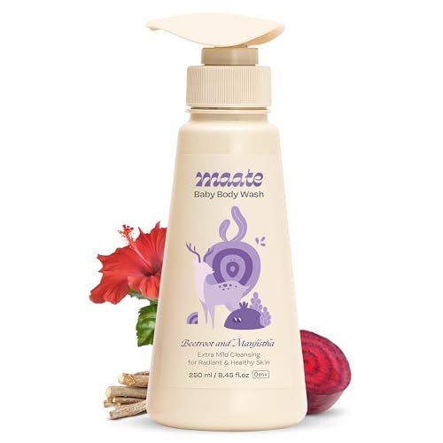 Maate Baby Body Wash | With Ayurvedic Herbs Beetroot, Manjistha & Neem extracts | Body Wash for Dry & Sensitive Skin | Natural & Vegan | Tear-free & pH Balanced | Soap Free (250ml (Pack of 1)) - Image 1