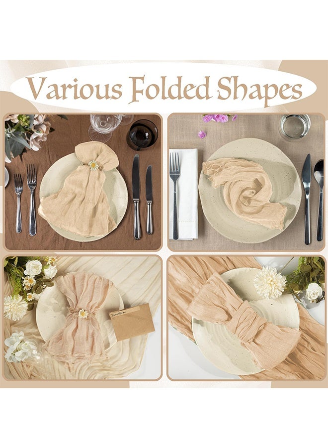 6 Pieces Cloth Napkins, 20x20 Inch Gauze Napkins, Soft Boho Table Napkins Rustic Wrinkled CheeseCloth Napkins for Wedding Party, Reception, Bridal Shower, Table Decor (Beige) - Image 5