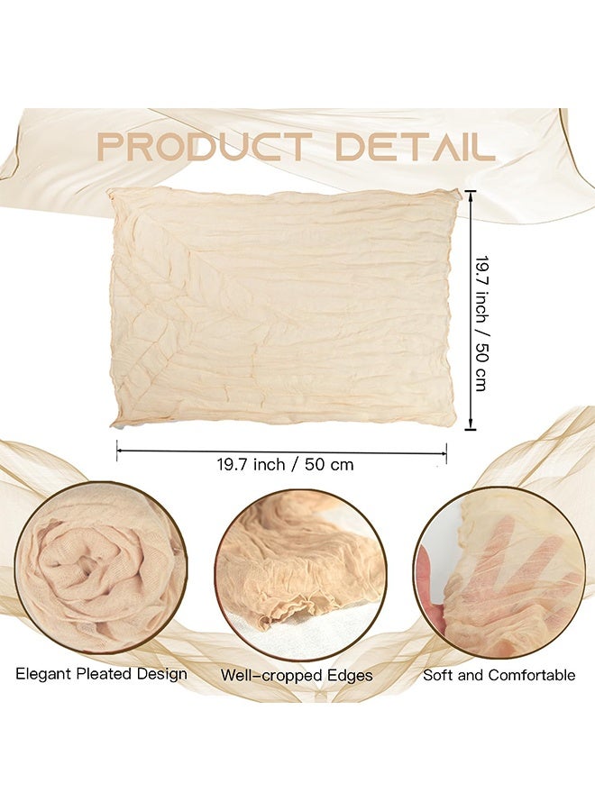 6 Pieces Cloth Napkins, 20x20 Inch Gauze Napkins, Soft Boho Table Napkins Rustic Wrinkled CheeseCloth Napkins for Wedding Party, Reception, Bridal Shower, Table Decor (Beige) - Image 2
