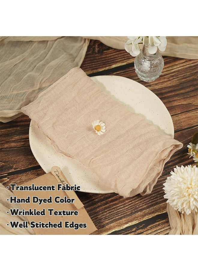 6 Pieces Cloth Napkins, 20x20 Inch Gauze Napkins, Soft Boho Table Napkins Rustic Wrinkled CheeseCloth Napkins for Wedding Party, Reception, Bridal Shower, Table Decor (Beige) - Image 3