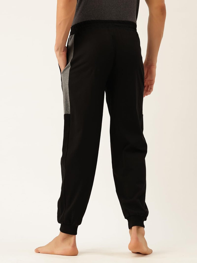 John Players Men's Cotton Joggers with Contrast Side Panel (JLB006M13_Black_L) - Image 2