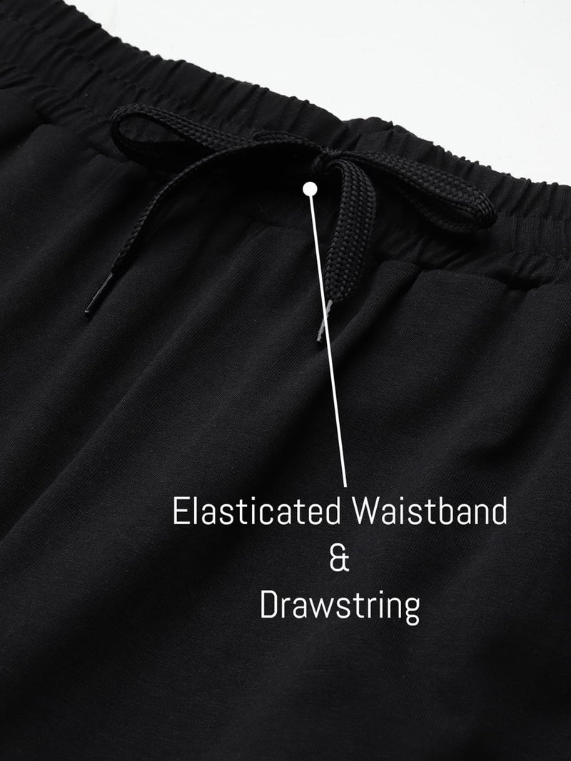 John Players Men's Cotton Joggers with Contrast Side Panel (JLB006M13_Black_L) - Image 3