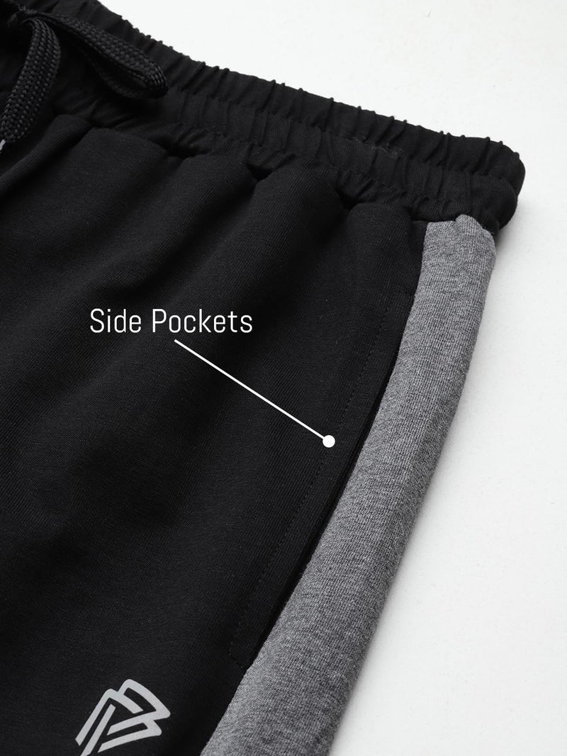 John Players Men's Cotton Joggers with Contrast Side Panel (JLB006M13_Black_L) - Image 4