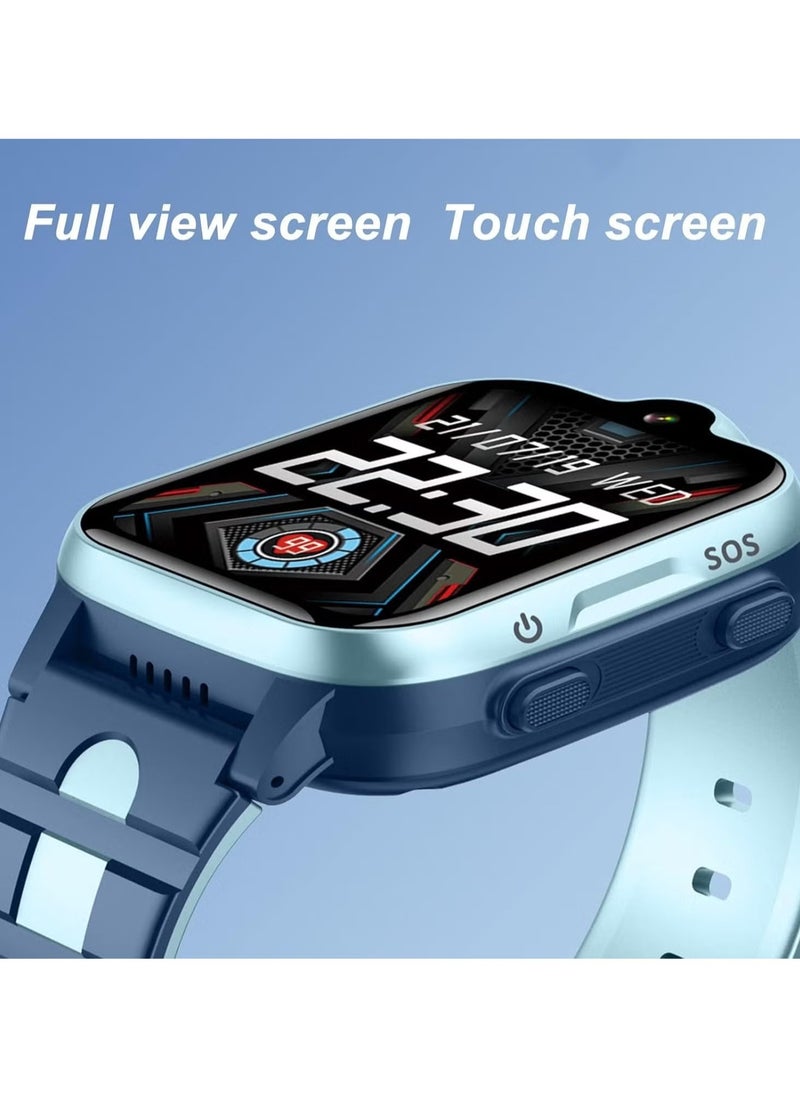 Generic - 4G Kids Smart Watch with SIM Card Holder – HD Touch Screen Waterproof Watch with Video Camera, Music Player, Alarm Clock, Pedometer & 24 Games (Blue) - Image 1