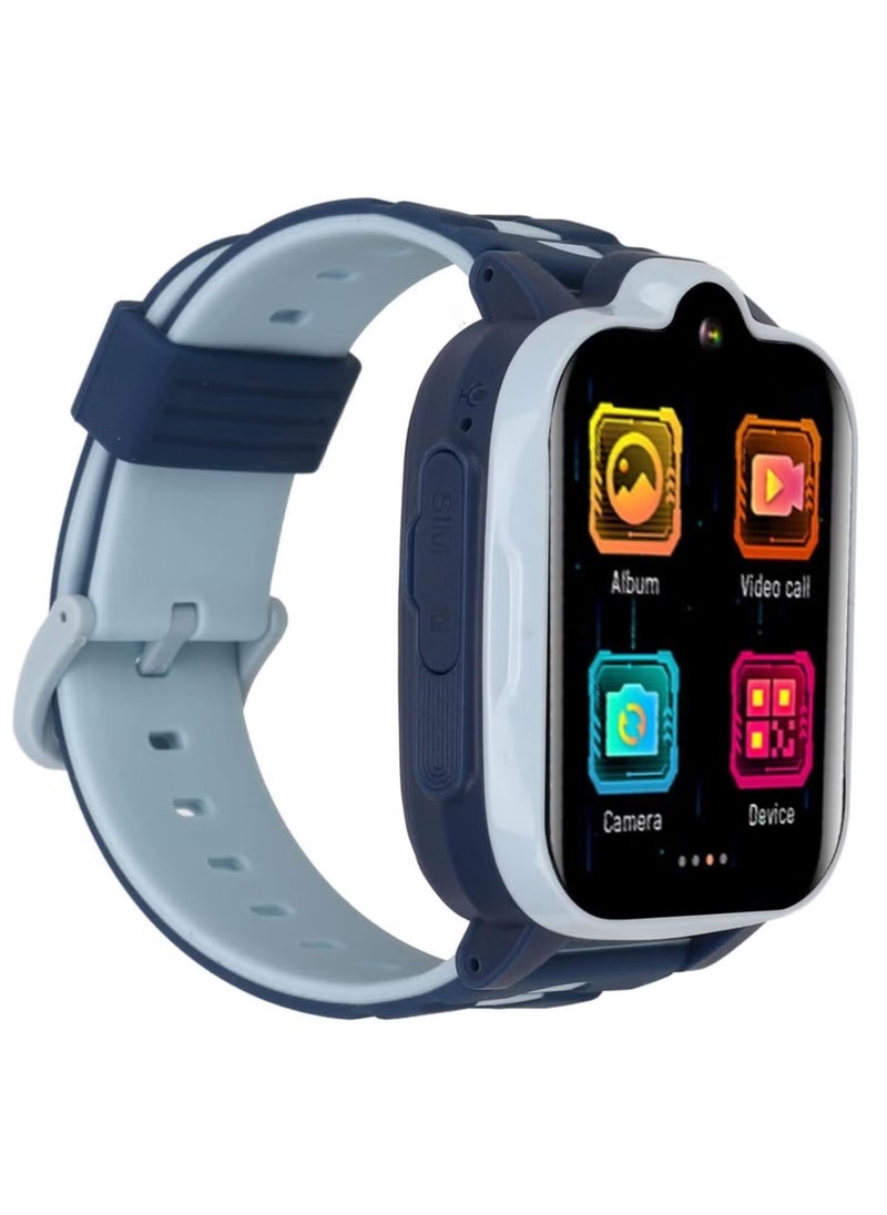 Generic - 4G Kids Smart Watch with SIM Card Holder – HD Touch Screen Waterproof Watch with Video Camera, Music Player, Alarm Clock, Pedometer & 24 Games (Blue) - Image 1