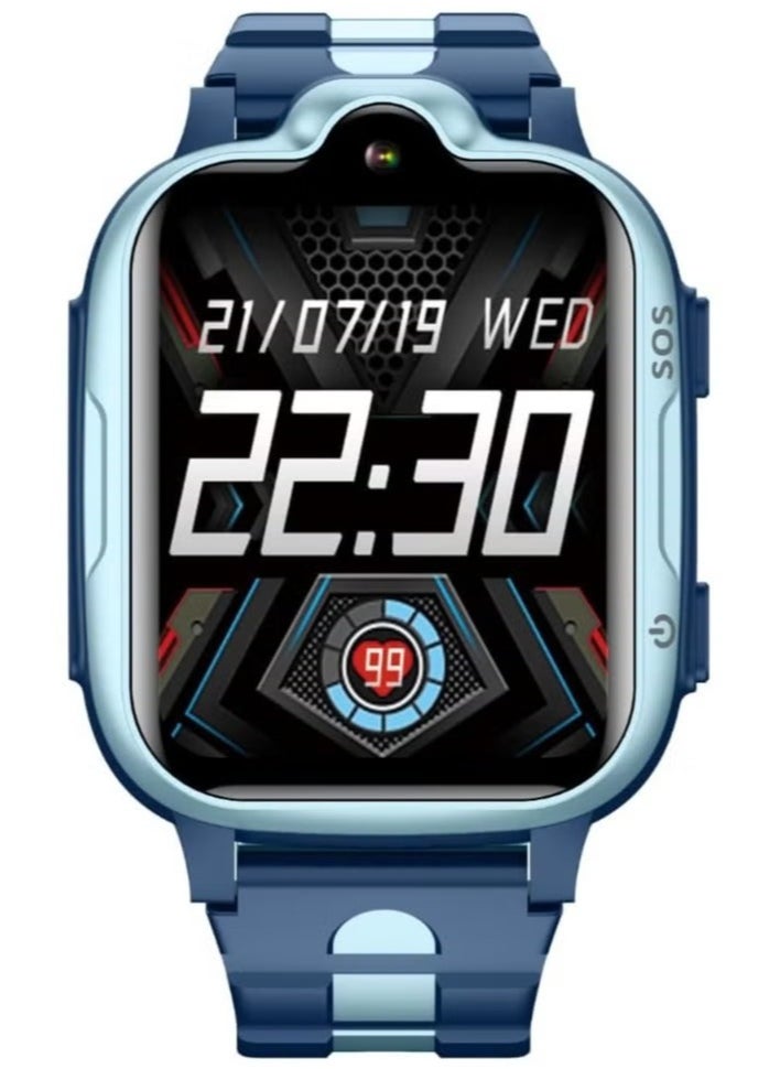 Generic - 4G Kids Smart Watch with SIM Card Holder – HD Touch Screen Waterproof Watch with Video Camera, Music Player, Alarm Clock, Pedometer & 24 Games (Blue) - Image 1