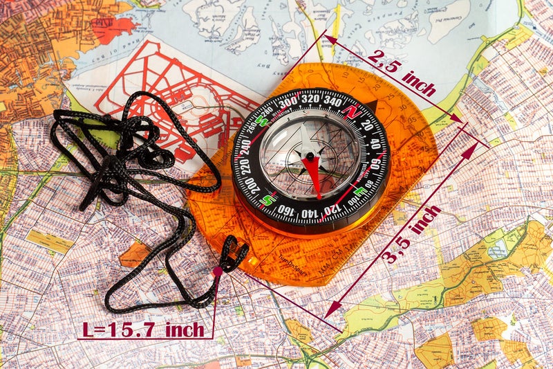 TurnOnSport Orienteering Compass - Hiking Backpacking Compass - Advanced Scout Compass Camping and Navigation - Boy Scout Compass Kids - Childrens Compasses for Map Reading - Baseplate Compass Survival (Orange) - Image 5