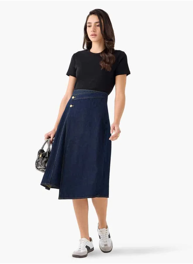 Lee Cooper Lee Cooper Denim Midi Skirt with Button Closure