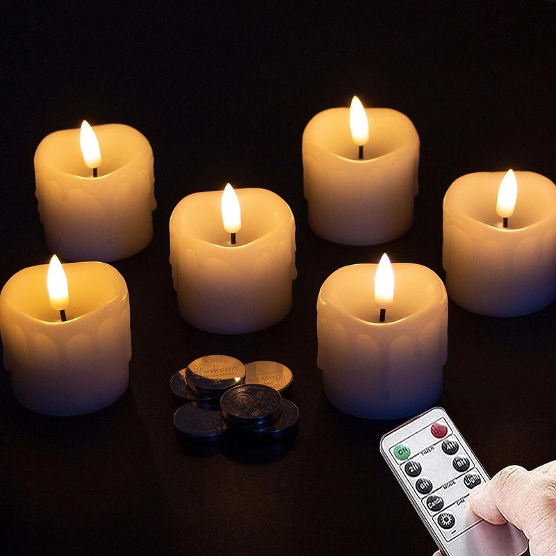 LTETTES 2"x2" Warm White Flameless LED Votive Candles | Real Wax with Timer & Remote | Battery Operated Tea Lights & Diyas | Party, Diwali, Wedding & Gift Décor | Pack of 2 (Batteries Included) - Image 2