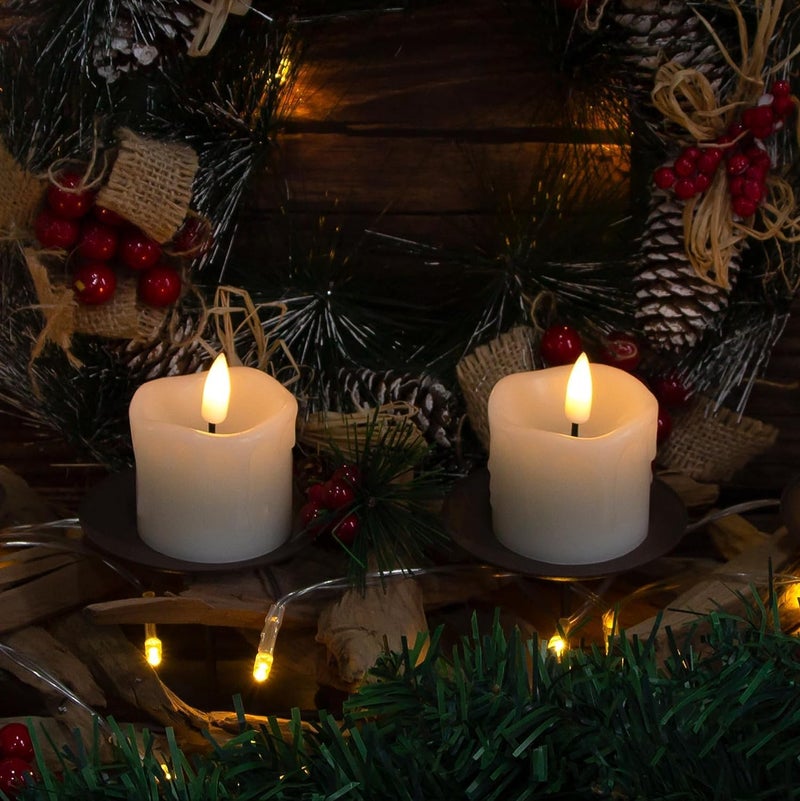 LTETTES 2"x2" Warm White Flameless LED Votive Candles | Real Wax with Timer & Remote | Battery Operated Tea Lights & Diyas | Party, Diwali, Wedding & Gift Décor | Pack of 2 (Batteries Included) - Image 5