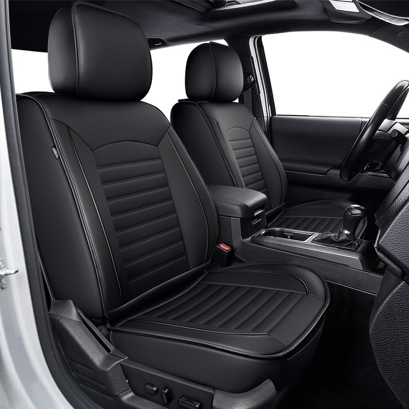 TTX LIGHTING Seat Covers Fit for Toyota Tacoma 20052023 Full Set Truck Double Crew Cab Car Seat Covers Faux Leather Automotive Seat Cushion Protectors5 Seats Black Line - Image 3