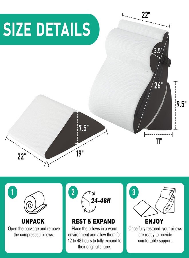 Bambulex 4PCS Wedge Pillow Set for After Surgery, Orthopedic Bed Wedge Pillow for Back Pain Relief, Sitting Up in Bed, Acid Reflux, Adjustable Post Surgery Pillows for GERD, Snoring, White/Grey - Image 2