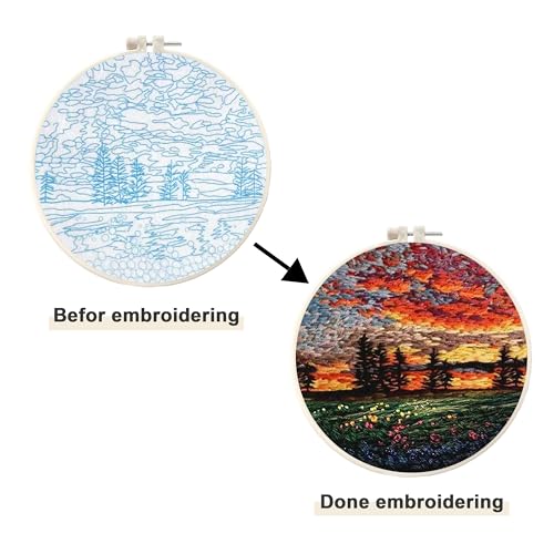 Maydear 4 Pack Embroidery Starter Kit with Pattern, Stamped Cross Stitch Kits for Beginners Adults with Embroidery Hoop and Instructions, Hand Embroidery Kit (Embroidery kit flower2) - Image 5