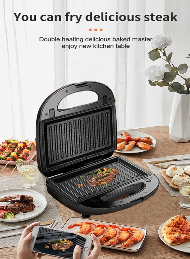 JAMAKY 3 in 1 Electric Waffle Maker,Sandwich Maker and Panini Press Grill with Removable Non-Stick Plates,Portable Cool Touch Handle, Indicator Lights & Easy to Clean, 1500W JMK2011 - Image 3