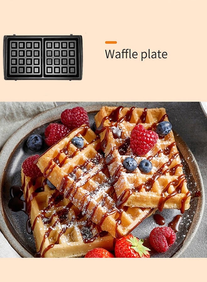 JAMAKY 3 in 1 Electric Waffle Maker,Sandwich Maker and Panini Press Grill with Removable Non-Stick Plates,Portable Cool Touch Handle, Indicator Lights & Easy to Clean, 1500W JMK2011 - Image 5