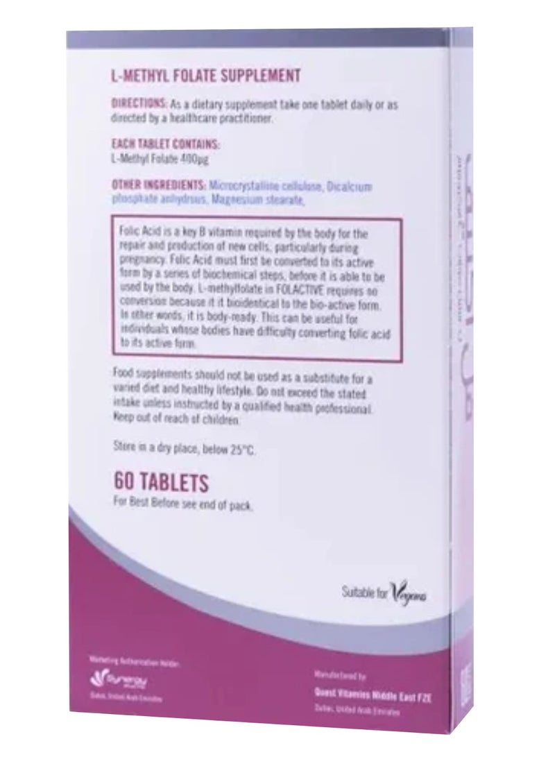 Quest Activefolate Folic Acid 400 Mcg Tablets 60'S Pack - Image 2