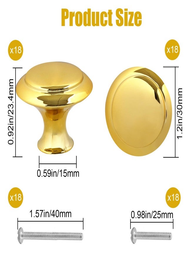 Romeda 18 Pieces Drawer Knobs, 30mm Golden Cabinet Knobs, Drawer Pulls and Knobs, Dresser Knobs, Kitchen Knobs, Dresser Drawer Knobs, Knobs for Cabinets with Screw - Image 2