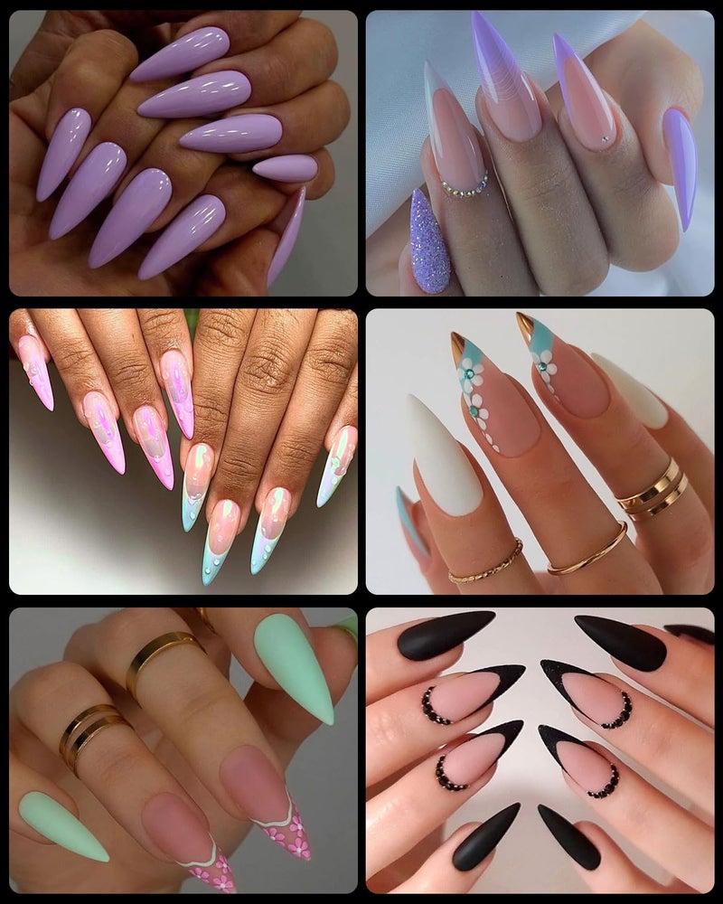 BORNBYME Soft Gel Nail Tips Medium Stiletto, 120PCS Pre Buff Full Cover Shaped Nail Extenison Tips Half Matte Gel Nail Tips BORNBYME - Image 3