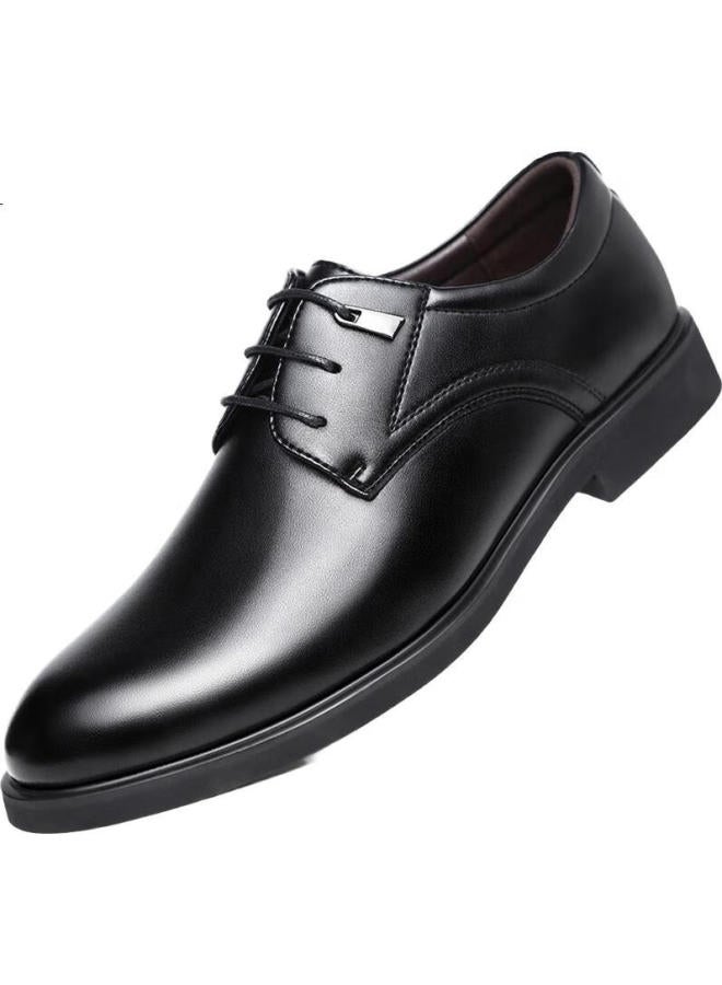 Beioutu Leather Shoes For Men, Formal Shoes, Fashionable Office Lace-Up Versatile Business Casual Shoes, Low-Top Men'S Shoes, 8021 Black, Size 43 - Image 2
