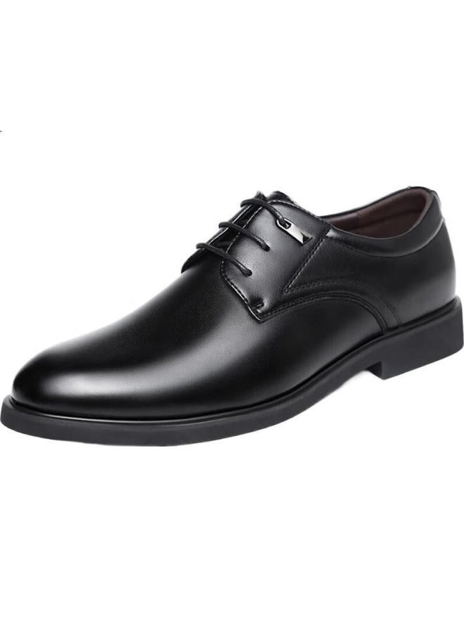Beioutu Leather Shoes For Men, Formal Shoes, Fashionable Office Lace-Up Versatile Business Casual Shoes, Low-Top Men'S Shoes, 8021 Black, Size 43 - Image 3