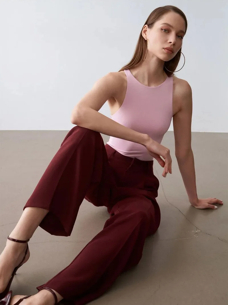 ديلفين Dilvin Slim-Fit Halter Neck Jersey Bodysuit
