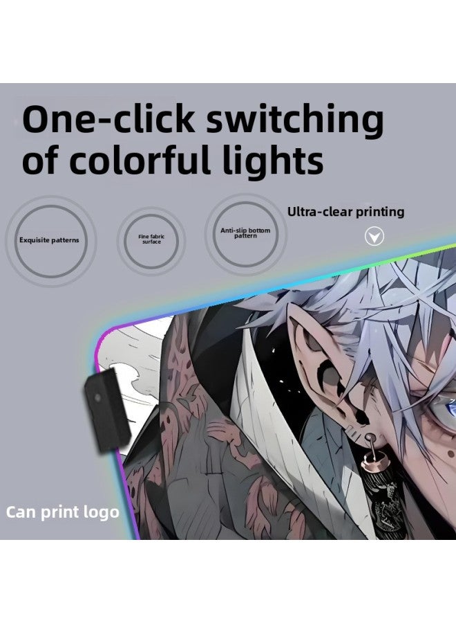 Spell Back To War Secondary Animation Mouse Pad Five Enlightenment Luminous RGB Peripheral Game Pad Computer E-sports Table Pad-Colour:350X900X3mm-Pattern:Spell Return -9  - Image 3