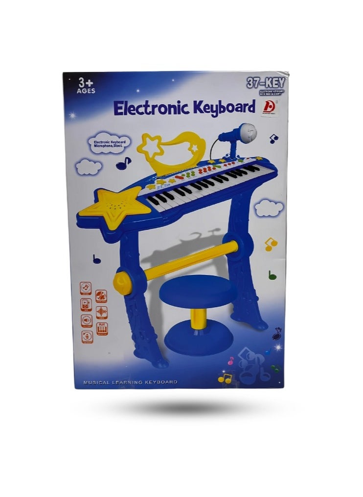 Electronic keyboard with microphone and seat - Blue 
