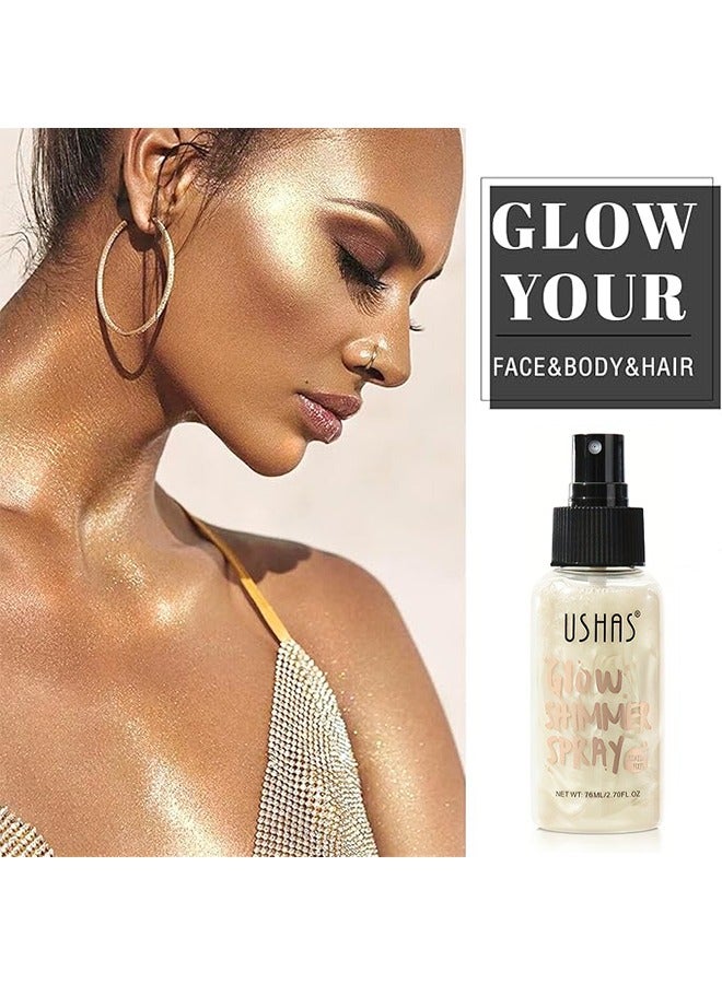 Ushas Glow Shimmer Spray - Shimmer Body Oil Liquid Easy to Push Away Natural Moisture Glitter Face Brightening Glow Pearl Highlighter Illuminator Shine Contouring Makeup for Face and Body #01  - Image 4
