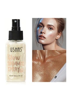 Ushas Glow Shimmer Spray - Shimmer Body Oil Liquid Easy to Push Away Natural Moisture Glitter Face Brightening Glow Pearl Highlighter Illuminator Shine Contouring Makeup for Face and Body #01  - Image 1