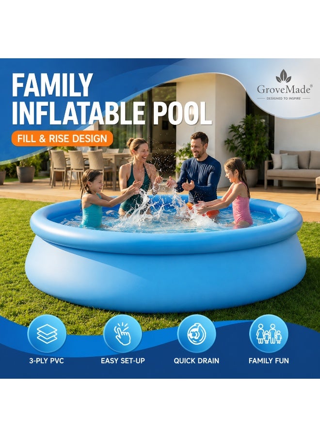 GroveMade Round Inflatable Swimming Pool - 183x51cm Mesh Pool, Large for Family  Use1 - Image 1
