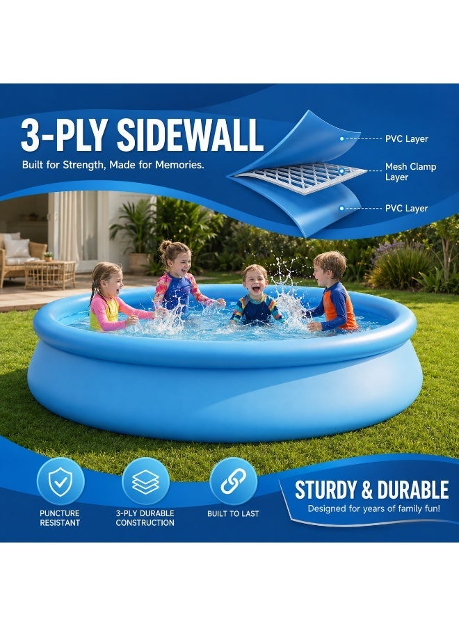GroveMade Round Inflatable Swimming Pool - 183x51cm Mesh Pool, Large for Family  Use1 - Image 4